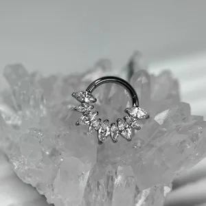 Кольцо-кликер с кристаллами Swarovski капли по контуру