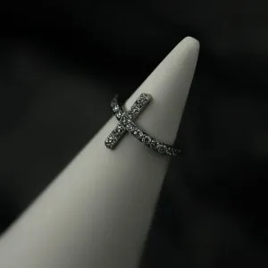 Кольцо-кликер с кристаллами Swarovski плоский профиль