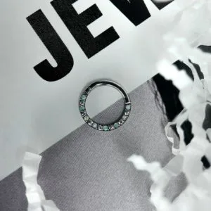 Кольцо-кликер с кристаллами Swarovski бирюзовые кристаллы