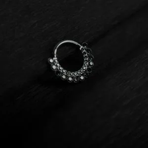 Кольцо-кликер с чёрными кристаллами Swarovski