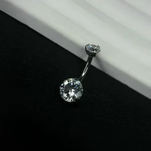 Украшение в пупок с кристаллами Swarovski розовая капля