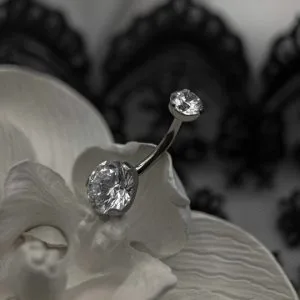 Украшение в пупок с кристаллами Swarovski крупный цветок
