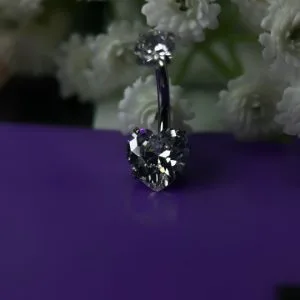 Украшение в пупок с кристаллами Swarovski темный цветок
