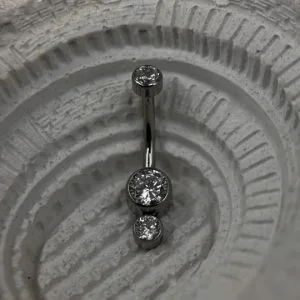Украшение в пупок с кристаллами Swarovski два круглых кристалла