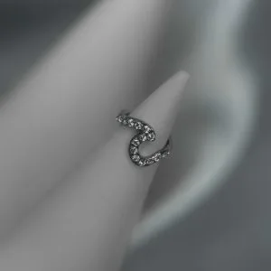 Титановое кольцо-кликер с кристаллами Swarovski плотная дорожка кристаллов