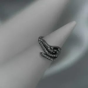 Титановое кольцо-кликер с кристаллами Swarovski кристаллы полукруг