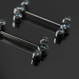 Штанги для сосков из титана с кристаллами Swarovski прямые круглые